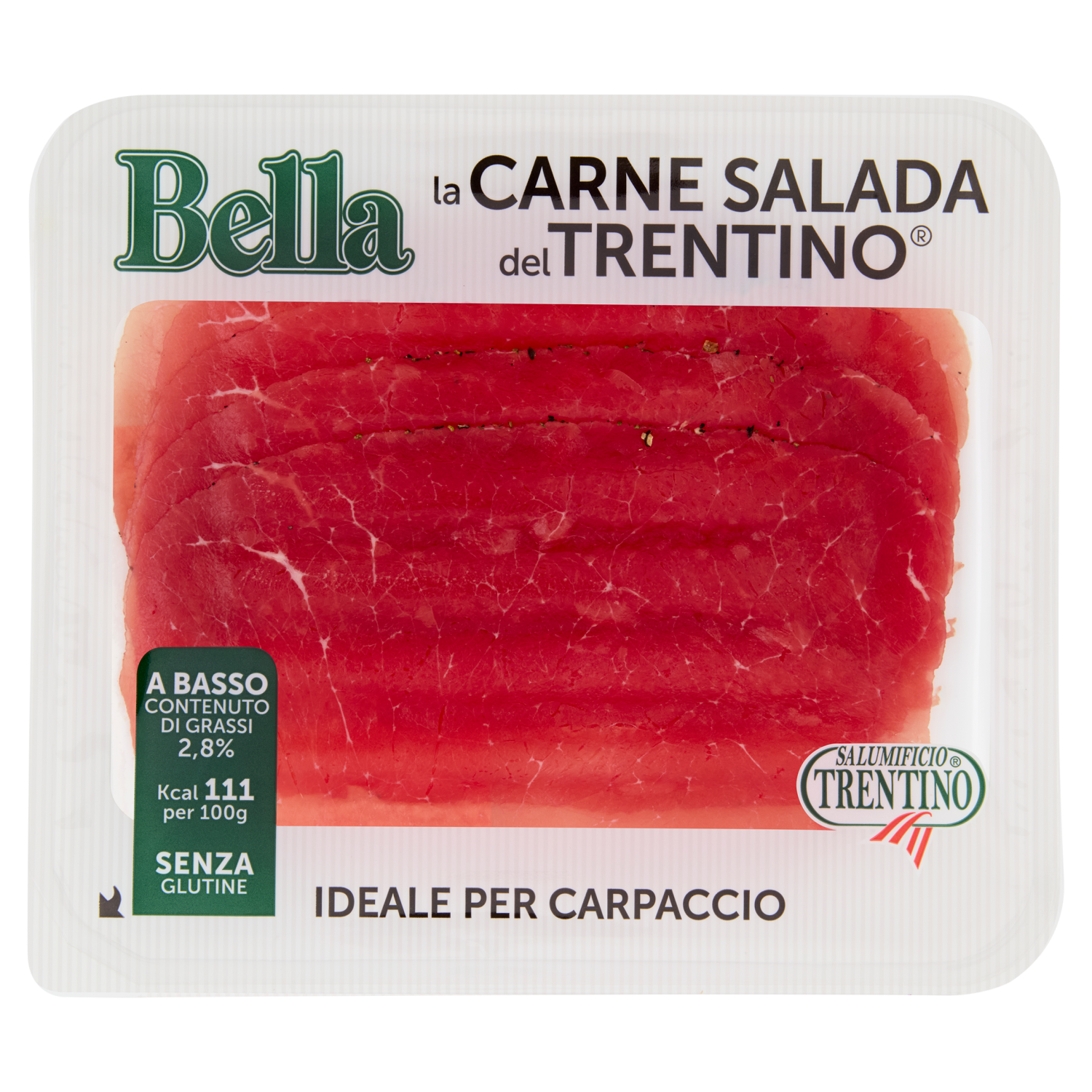 Salumificio Trentino Bella la Carne Salada del Trentino Ideale per Carpaccio 0,100 kg - Salumificio Trentino