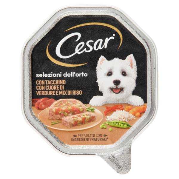 Cesar Selezioni dell'Orto Cibo Umido Cane con Tacchino, Cuore di Verdure e Mix di Riso 150 g
