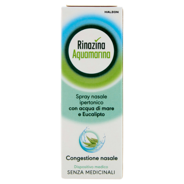 Rinazina aquamarina spray nasale decongestionale ipertonico sollievo naso chiuso e raffreddore 20ml