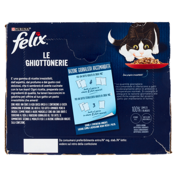 FELIX Le Ghiottonerie Selezioni Deliziose in Gelatina (Pollo, Manzo, Coniglio, Agnello) 24 x 85 g