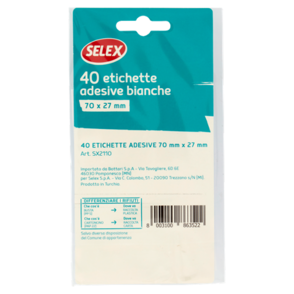 Selex Etichette Adesive Formato 70x27 mm 40 pezzi