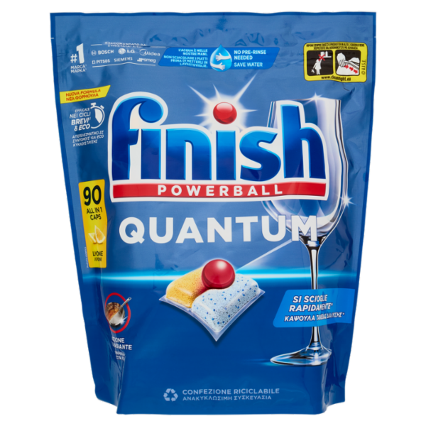 Finish Quantum Limone pastiglie lavastoviglie 90 lavaggi 936 g