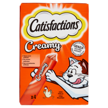 Catisfactions, Snack Cremoso Liquido Per Gatto, Con Irresistibile Pollo, 4 Confezioni Da 10 g
