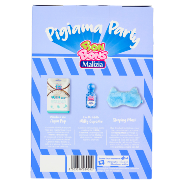 Malizia Bon Bons Pigiama Party Maschera Viso Aqua Pop 25 mL + Eau de Toilette Milky Cupcake 50 mL