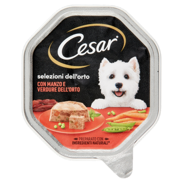 Cesar Selezioni dell'Orto Cibo Umido Cane in Vaschetta con Manzo e Verdure dell'Orto 150 g