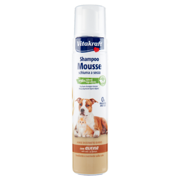 Vitakraft Shampoo Mousse schiuma a secco con avena 200 ml