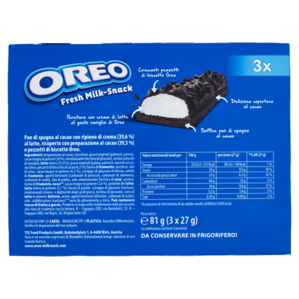 Oreo Fresh Milk-Snack 3 x 27 g