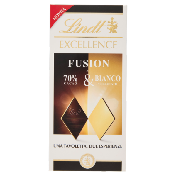 Lindt Excellence Fusion Tavoletta 2 strati cioccolato fondente 70% e bianco 100 g