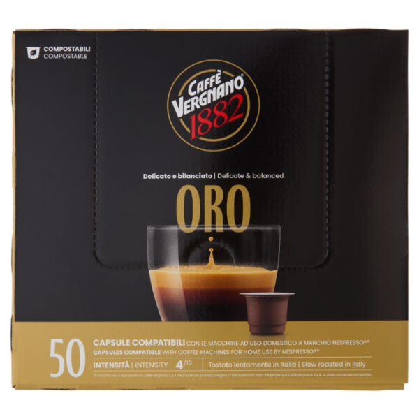 Caffè Vergnano 1882 Oro Capsule Compatibili Nespresso* 50 x 5 g