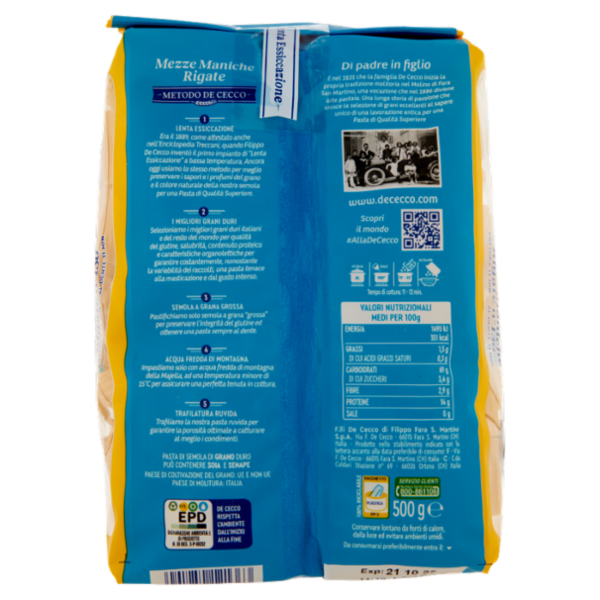 De Cecco Mezze Maniche Rigate n°136 500 g