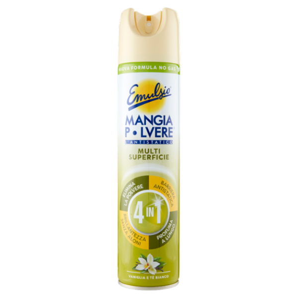 Emulsio Mangia Polvere l'Antistatico Multi Superficie 4 in 1 Vaniglia e Tè Bianco 300 ml