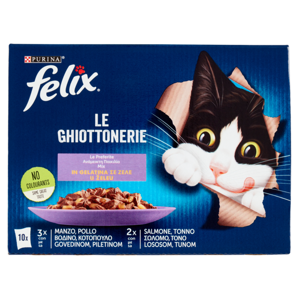 FELIX Le Ghiottonerie le Preferite in Gelatina (Manzo/Pollo & Salmone/Tonno) 10 x 85 g