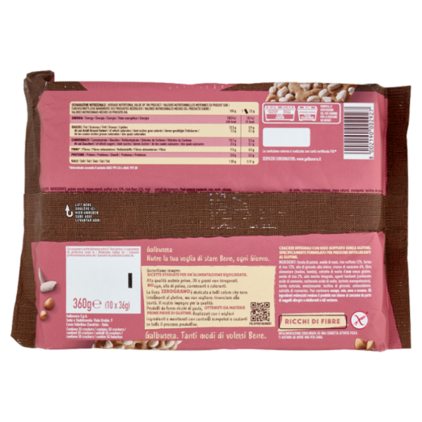 Galbusera ZeroGrano Cracker Integrale Senza Glutine 10 x 36 g