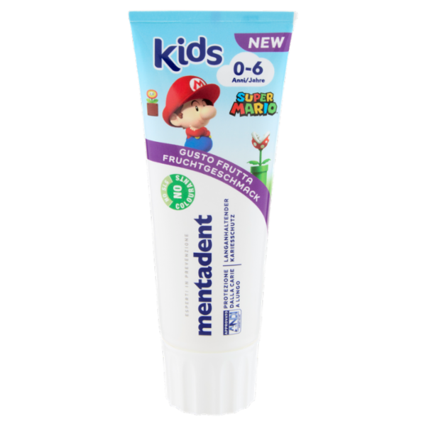 Mentadent Kids 0-6 Anni Super Mario Gusto Frutta 75 ml