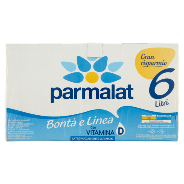 parmalat Bontà e Linea con Vitamina D Latte Parzialmente Scremato 6 x 1000 ml