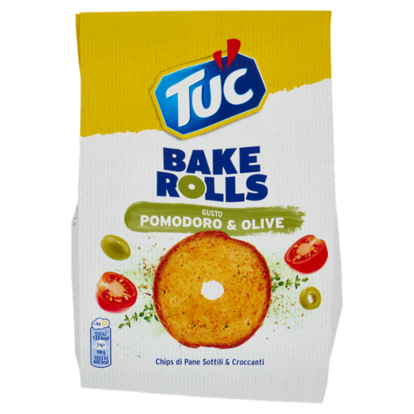 Tuc Bake Rolls, Chips di Pane Sottile e Croccante al Gusto Pomodoro ed Olive 150 g
