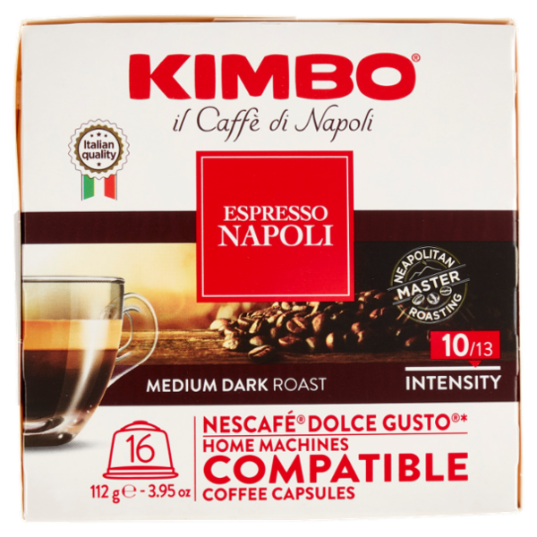 Kimbo Espresso Napoli Capsule Compatibili con le Macchine Nescafé Dolce Gusto* 16 x 7 g