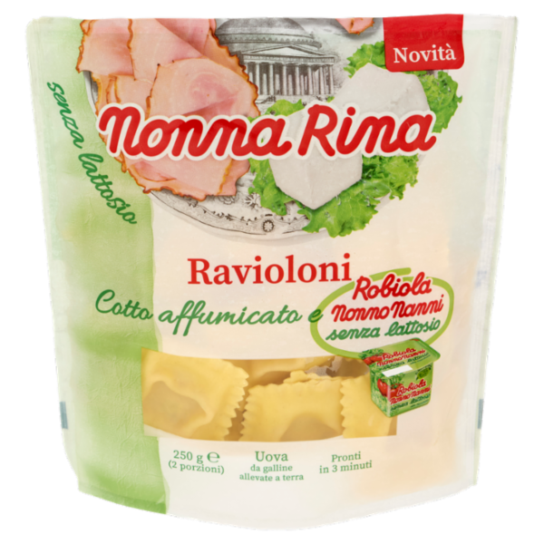 Nonna Rina Ravioloni Cotto affumicato e Robiola senza lattosio 250 g