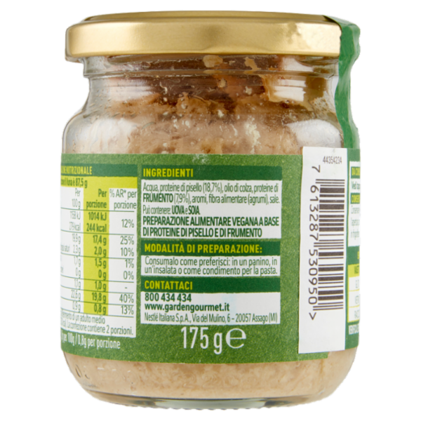 GARDEN GOURMET Vuna preparato Vegano a base di proteine di Pisello barattolo 175g