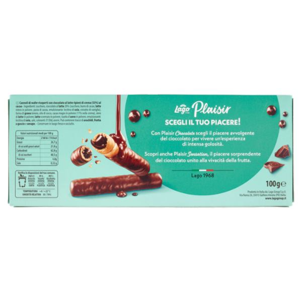 Lago Plaisir Chocolate Roll Wafer Cioccolato al Latte con pregiata crema al cacao 100 g