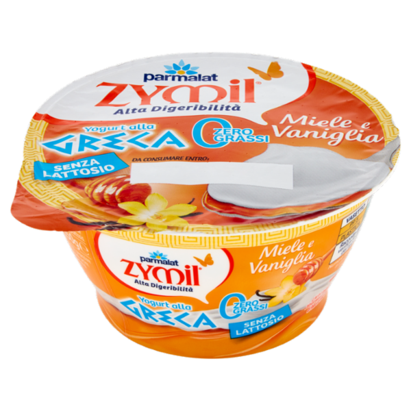 ZYMIL Alta Digeribilità Senza Lattosio Yogurt alla Greca Zero Grassi Miele e Vaniglia 150 g
