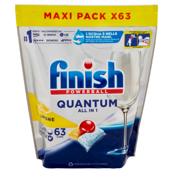 Finish Quantum All In One Lemon pastiglie lavastoviglie 63 lavaggi 655,2 g