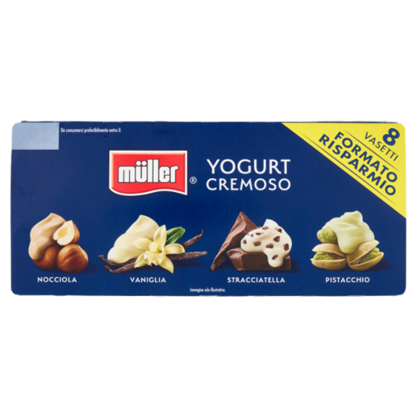müller Yogurt Cremoso Nocciola, Vaniglia, Stracciatella, Pistacchio 8 x 125 g