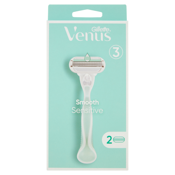 Gillette Venus Smooth Sensitive Manico + Lame per Rasoio da Donna 2 Ricariche