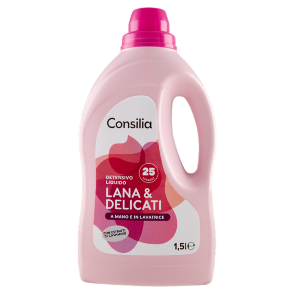Consilia Detersivo a Mano e in Lavatrice Liquido Lana e Delicati 25 Lavaggi 1,5 L