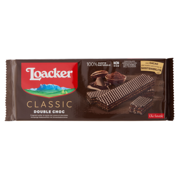 Loacker Classic Double Choc Wafer al Cacao dell'Ecuador con crema al Cioccolato Wafers 175g
