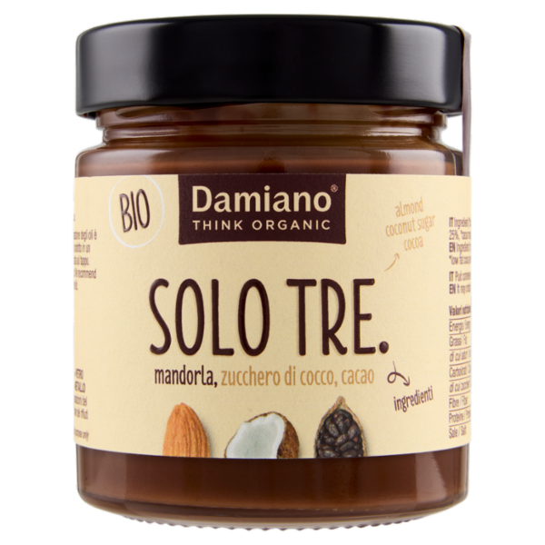 Damiano Bio Solo Tre. mandorla, zucchero di cocco, cacao 180 g