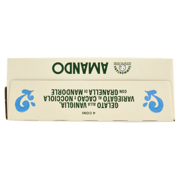 Sammontana Amando 4 Coni Gelato alla Vaniglia, Variegato al Cacao e Nocciola 4 x 75 g