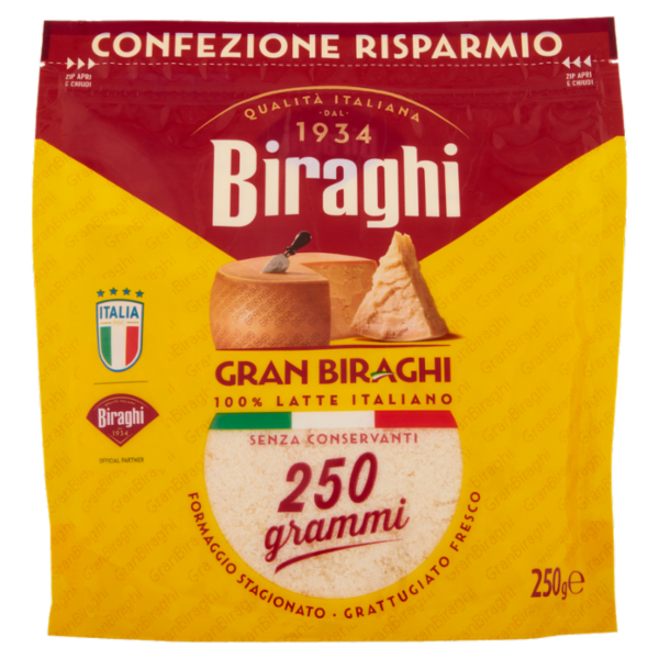 Biraghi Gran Biraghi Formaggio Stagionato Grattugiato Fresco 250 g