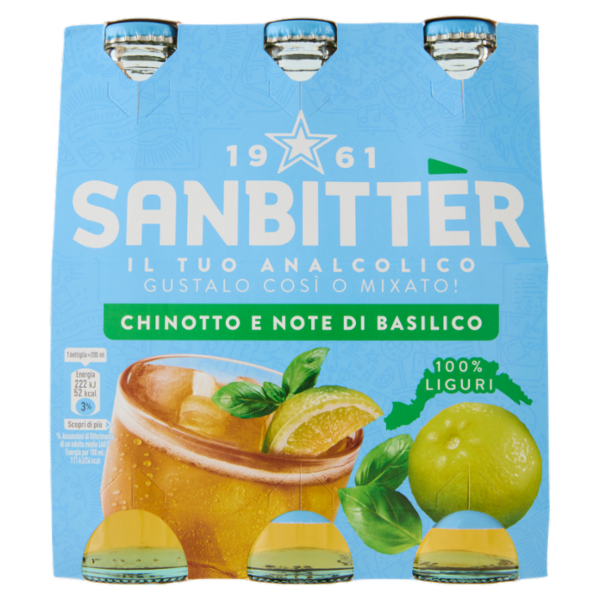 Sanbittèr, Chinotto e note di Basilico, Aperitivo Analcolico - 3 x 200ml