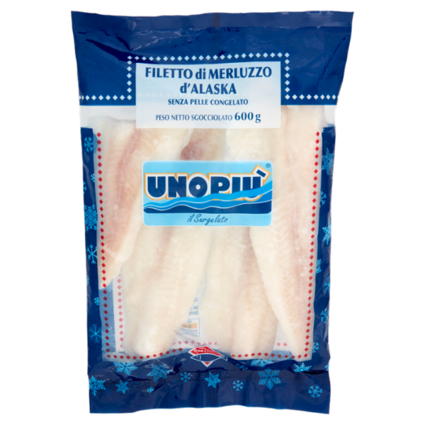 Unopiù Filetto di Merluzzo d'Alaska Senza Pelle Congelato 600 g