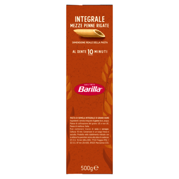 Barilla Pasta Integrale Mezze Penne Rigate 500g