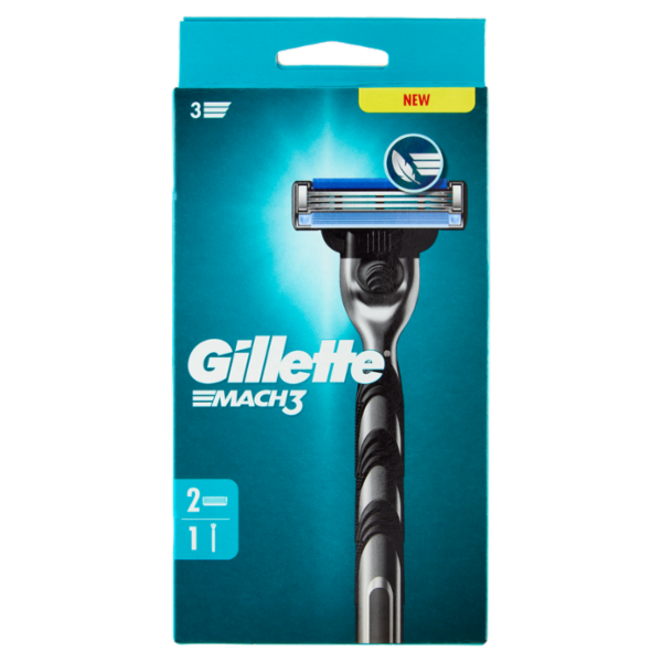Gillette Mach3 Rasoio da Uomo a 3 Lame, 1 Manico + 2 Lamette