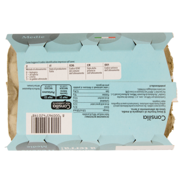 Consilia 6 Uova Fresche Medie da Allevamento a Terra