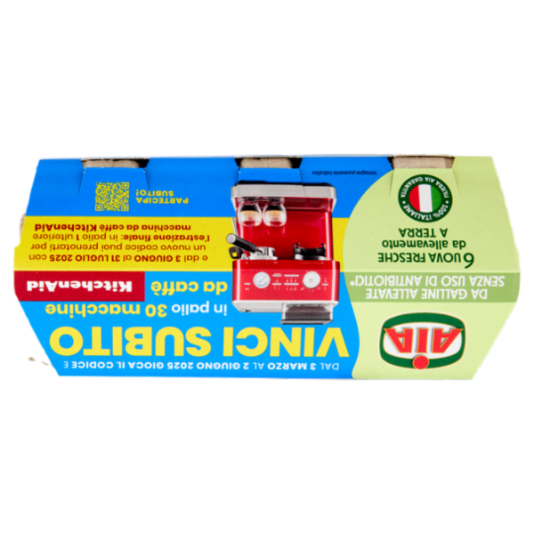 Aia 6 Uova Fresche da allevamento a Terra da Galline Allevate Senza Uso di Antibiotici* 330 g