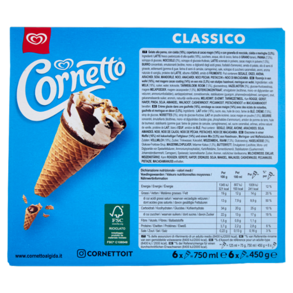 Cornetto Classico 6 x 75 g