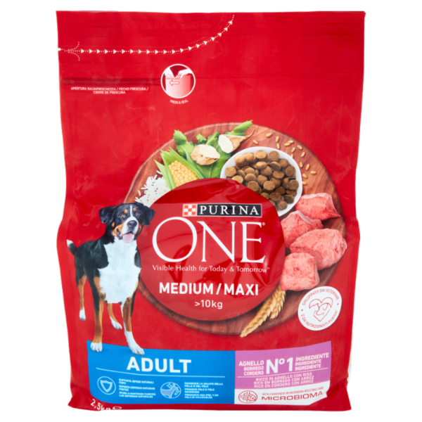 PURINA ONE Medium/Maxi Adult Ricco in Agnello con Riso 2,5 kg