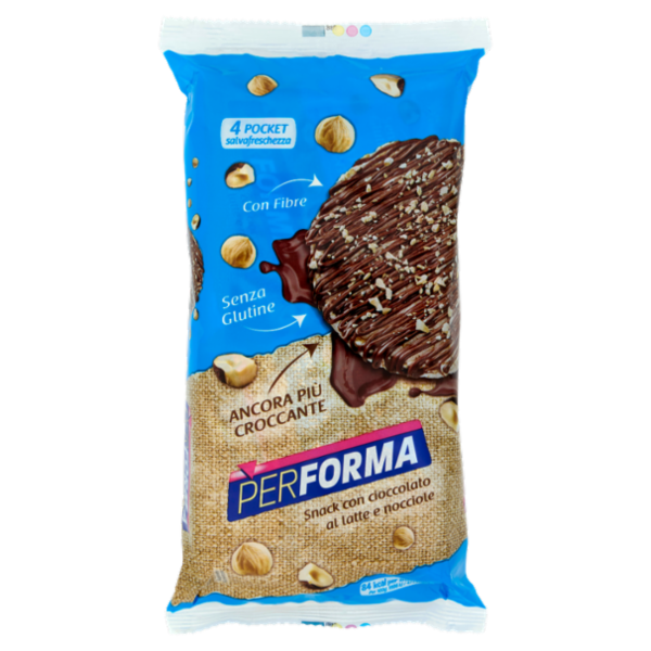 Performa Snack gallette con cioccolato al latte e nocciole, 84 kcal per snack - 8 x 17,75 g