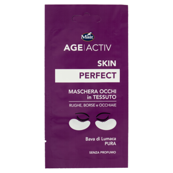 Matt Age Activ Skin Perfect Maschera Occhi in Tessuto Rughe-Borse-Occhiaie Bava di Lumaca Pura 2 pz