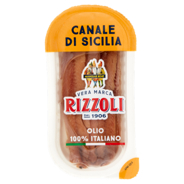 Rizzoli Filetti di Alici Canale di Sicilia Olio 100% Italiano 40 g