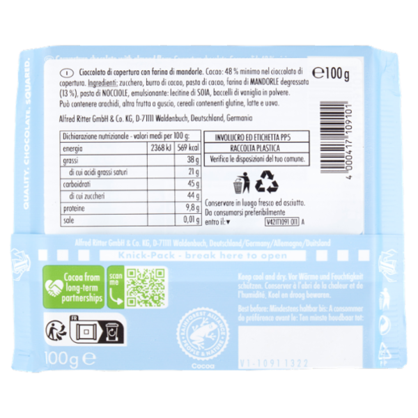 Ritter Sport Smooth Chocolate 100 g