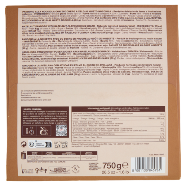 Galup Pandoro alla Nocciola 750 g