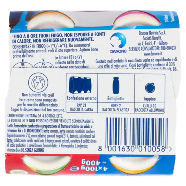 ACTIMEL SuperMario, Yogurt da Bere con Vit B6 e D per il Sistema Immunitario, gusto fragola, 4X100G