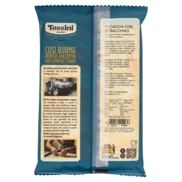Tossini Focaccia alla Genovese Focaccia con Stracchino 200 g