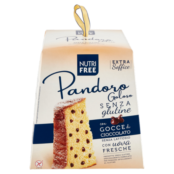 Nutrifree Pandoro Goloso Senza glutine con Gocce di Cioccolato Senza Lattosio 600 g
