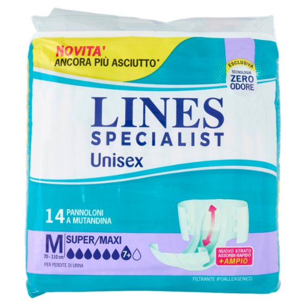 Lines Specialist Unisex Pannoloni a Mutandina M Super/Maxi 14 pz